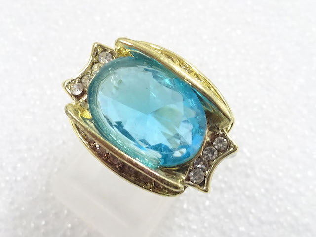 JAPANESE KIMONO / ANTIQUE COLORED STONE RING (SIZE 8)